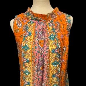 Vintage Paulette of Chicago Shift Psychedelic Paisley Mod 60s 70s Maxi Dress 4/6